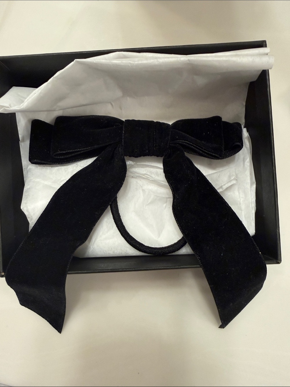 J Crew Black Velvet Bow Hair Tie